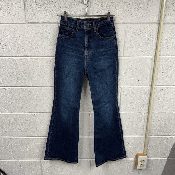 Levis Jeans Womens Size 25 70s High Flare Big E Premium Denim Dark Wash Retro - Picture 1 of 16